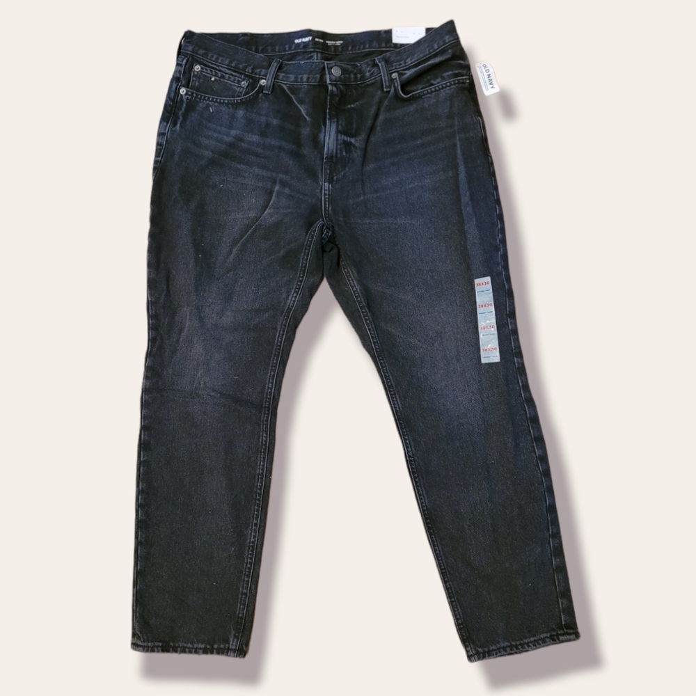 Old Navy Black Straight Taper Jeans Size 38x30 NWT